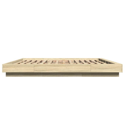 Bedframe met LED-verlichting sonoma eiken 200x200 cm