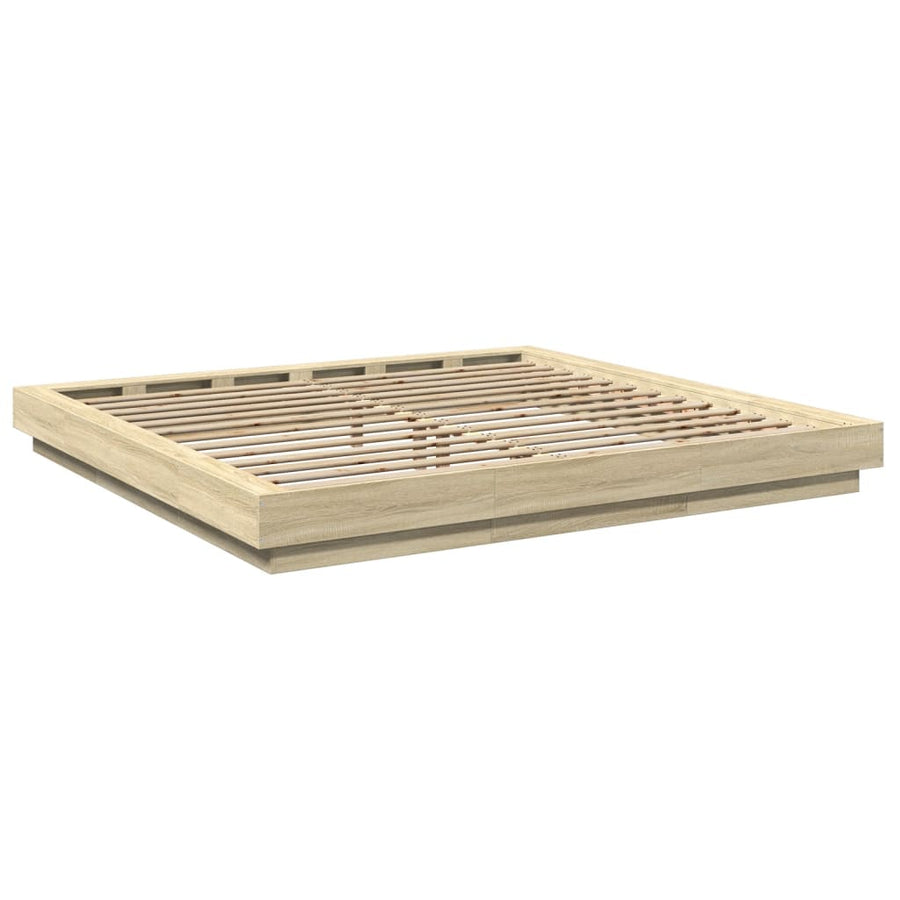 Bedframe met LED-verlichting sonoma eiken 200x200 cm