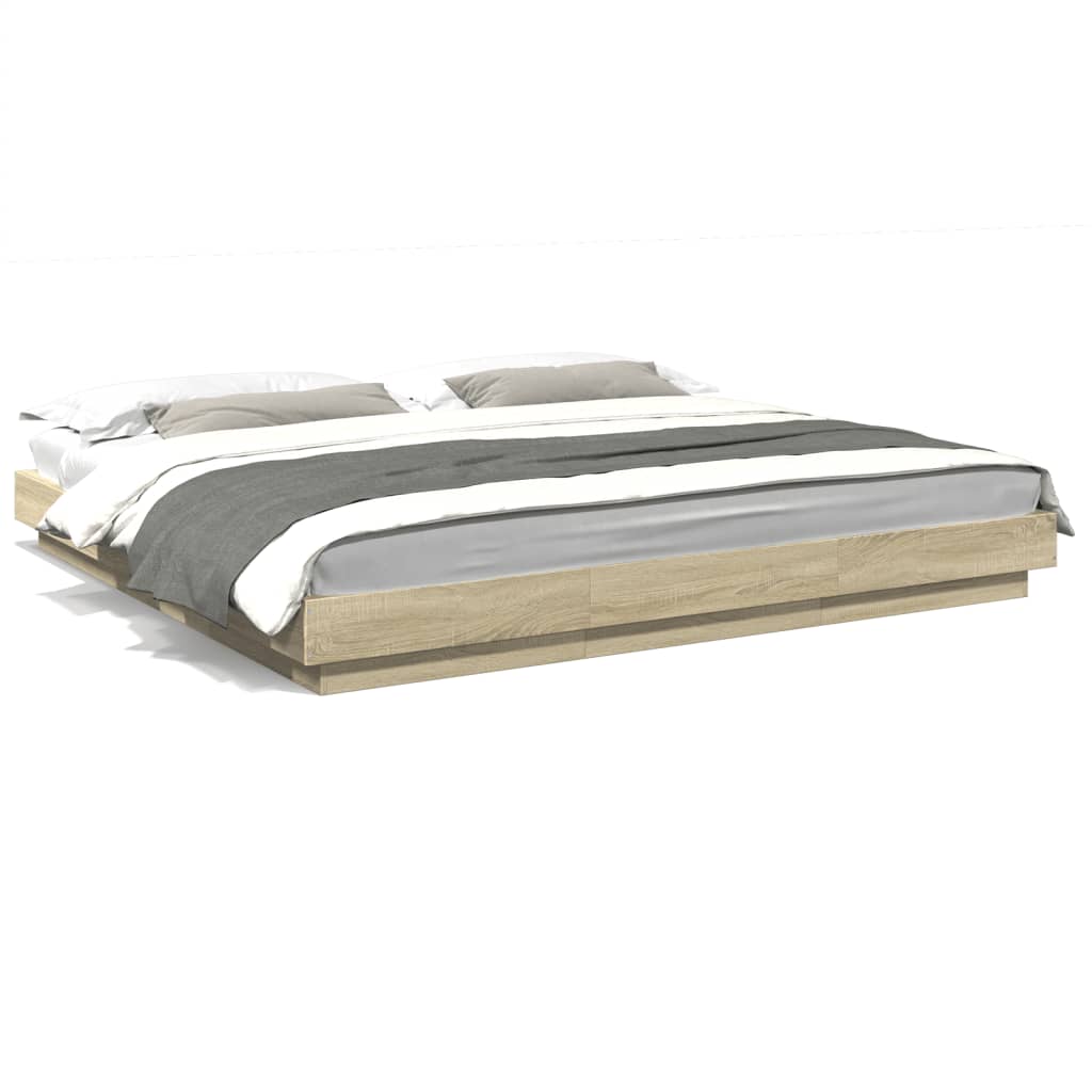 Bedframe met LED-verlichting sonoma eiken 200x200 cm