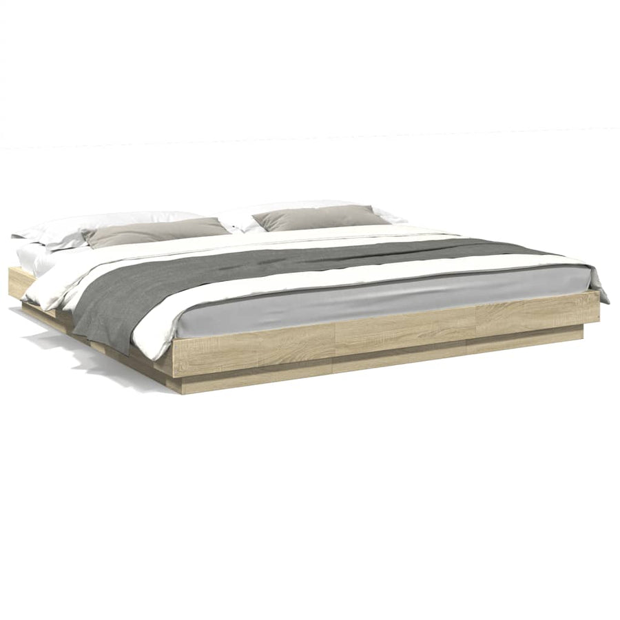 Bedframe met LED-verlichting sonoma eiken 200x200 cm