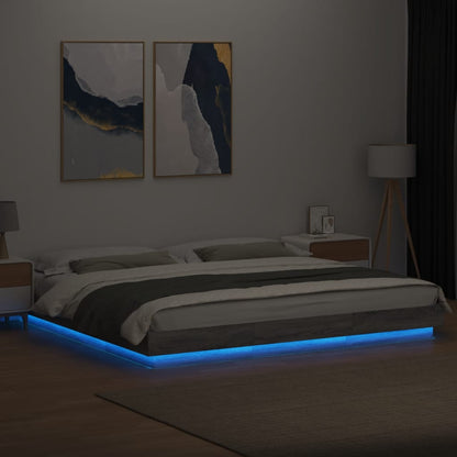Bedframe met LED-verlichting grijs sonoma eiken 200x200 cm