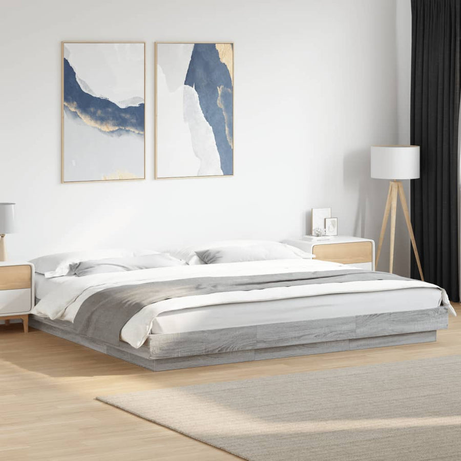Bedframe met LED-verlichting grijs sonoma eiken 200x200 cm