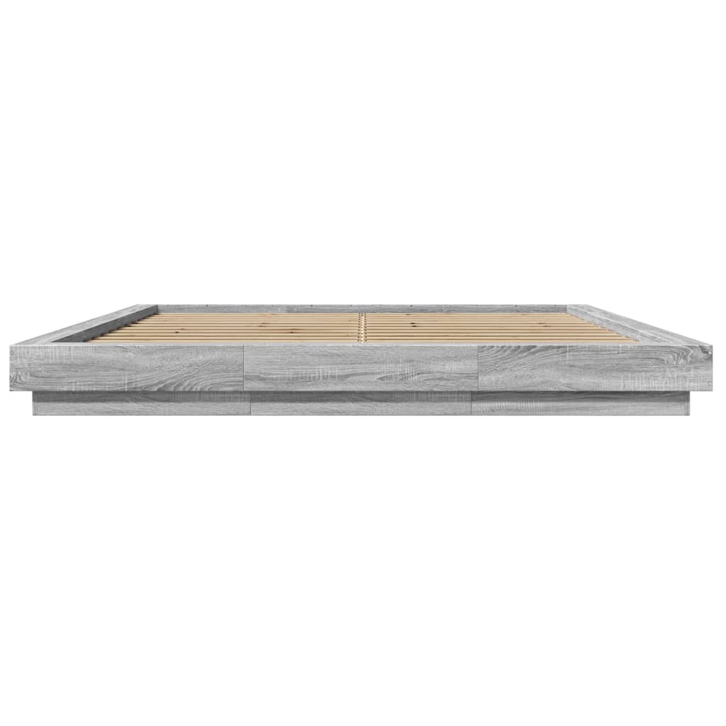 Bedframe met LED-verlichting grijs sonoma eiken 200x200 cm