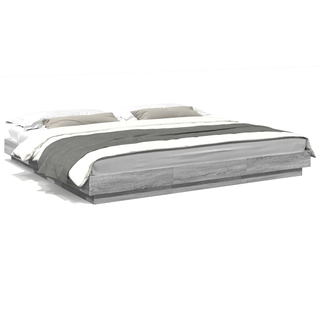 Bedframe met LED-verlichting grijs sonoma eiken 200x200 cm