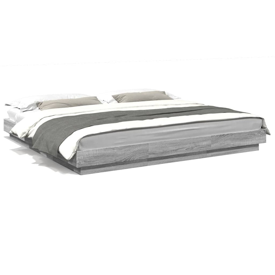 Bedframe met LED-verlichting grijs sonoma eiken 200x200 cm