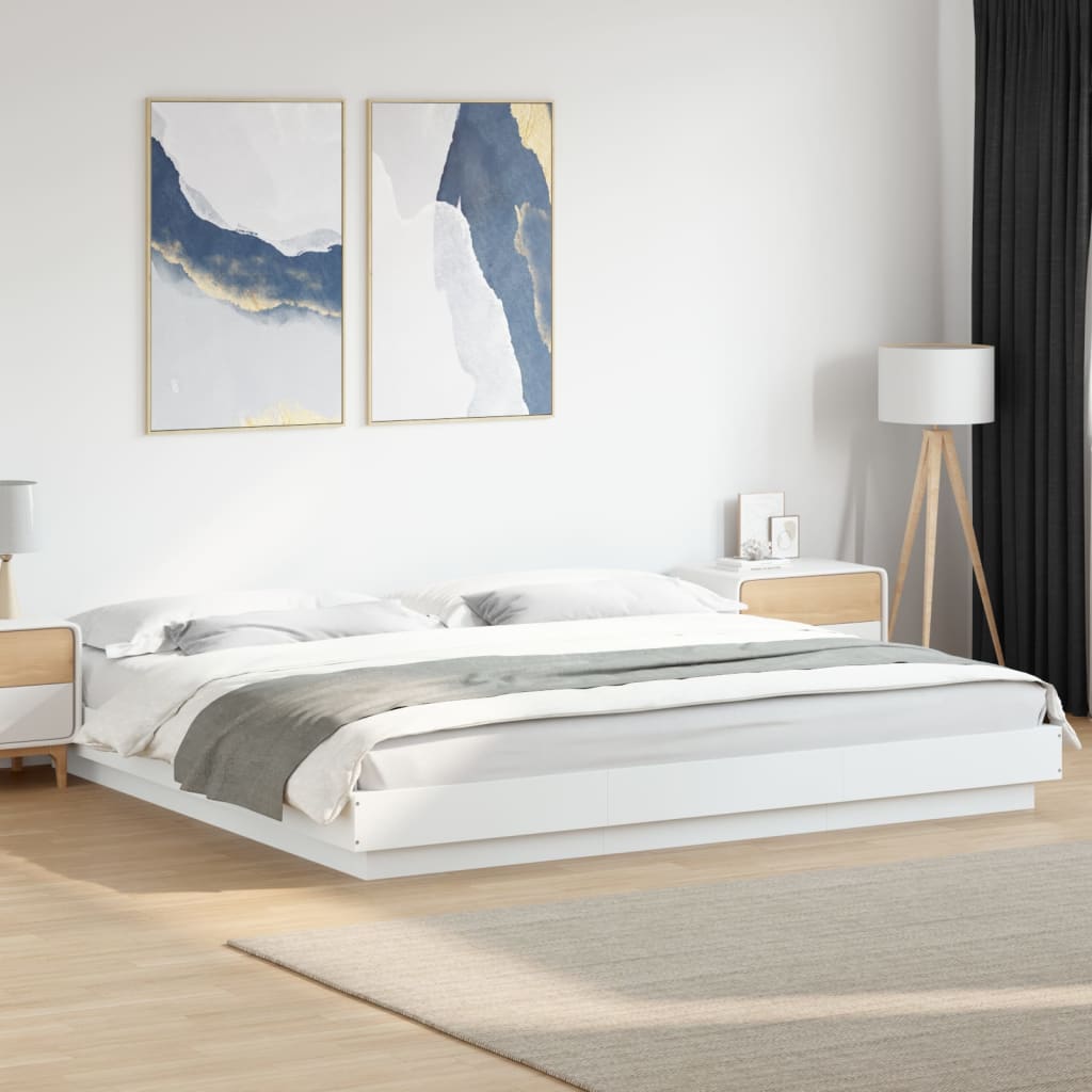 Bedframe met LED-verlichting bewerkt hout wit 180x200 cm