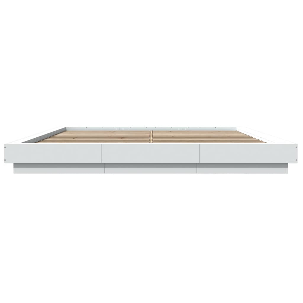 Bedframe met LED-verlichting bewerkt hout wit 180x200 cm