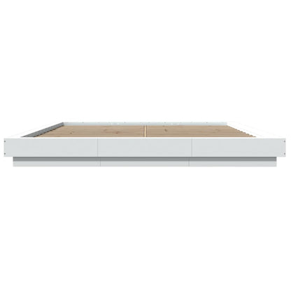 Bedframe met LED-verlichting bewerkt hout wit 180x200 cm