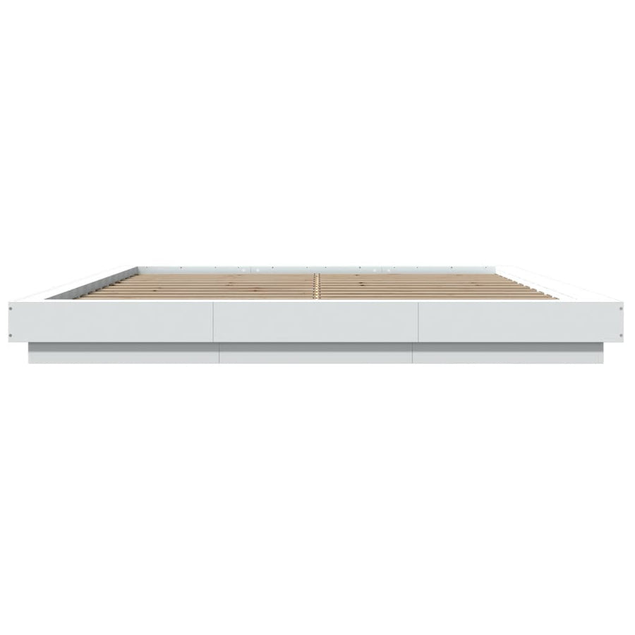 Bedframe met LED-verlichting bewerkt hout wit 180x200 cm