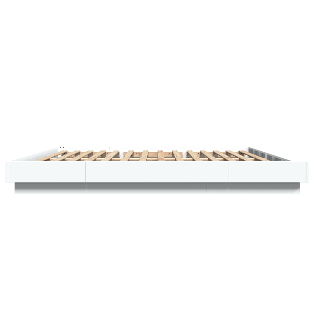 Bedframe met LED-verlichting bewerkt hout wit 180x200 cm