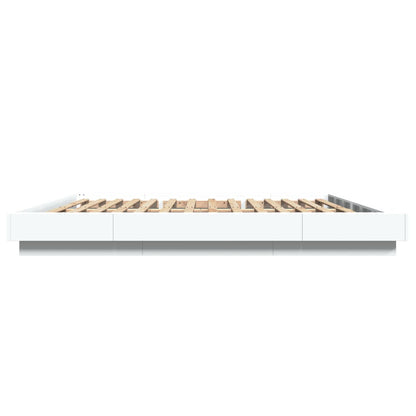 Bedframe met LED-verlichting bewerkt hout wit 180x200 cm