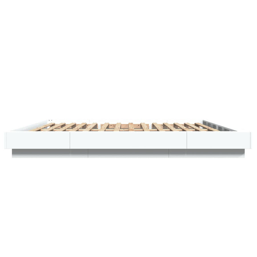 Bedframe met LED-verlichting bewerkt hout wit 180x200 cm
