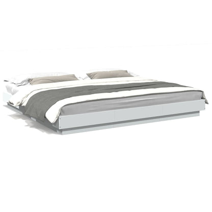 Bedframe met LED-verlichting bewerkt hout wit 180x200 cm