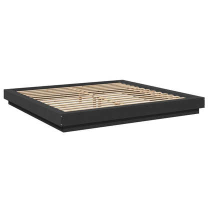 Bedframe met LED-verlichting bewerkt hout zwart 180x200 cm