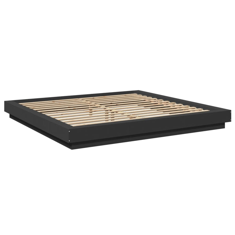 Bedframe met LED-verlichting bewerkt hout zwart 180x200 cm