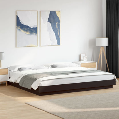 Bedframe met LED-verlichting bewerkt hout zwart 180x200 cm
