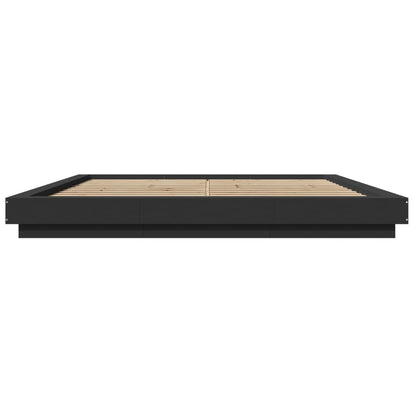 Bedframe met LED-verlichting bewerkt hout zwart 180x200 cm