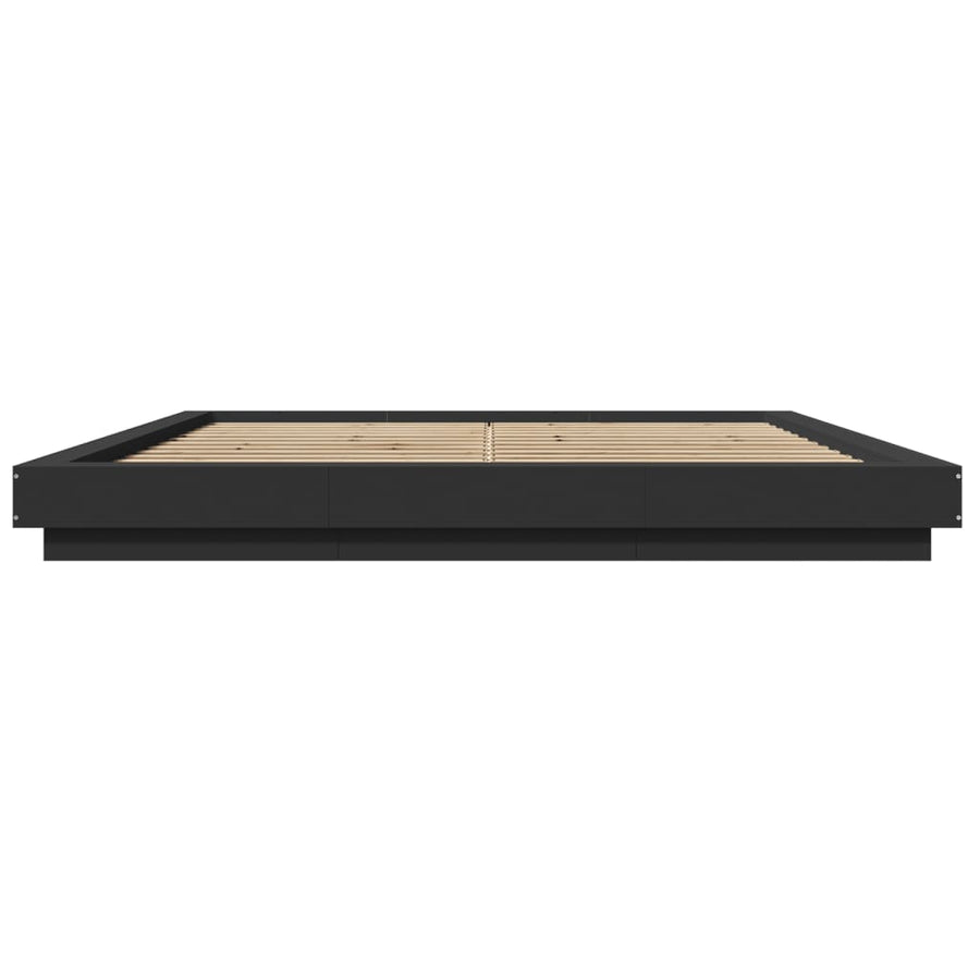 Bedframe met LED-verlichting bewerkt hout zwart 180x200 cm