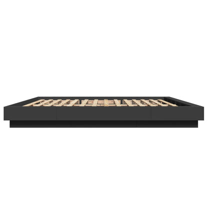 Bedframe met LED-verlichting bewerkt hout zwart 180x200 cm