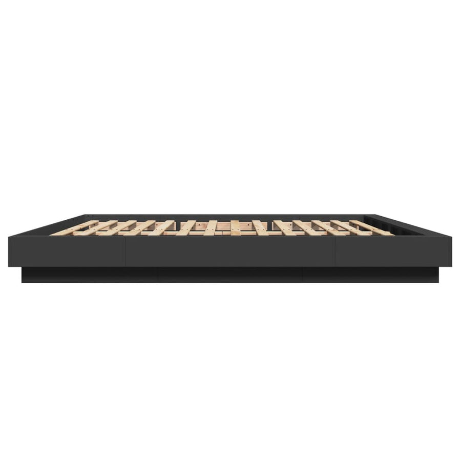 Bedframe met LED-verlichting bewerkt hout zwart 180x200 cm