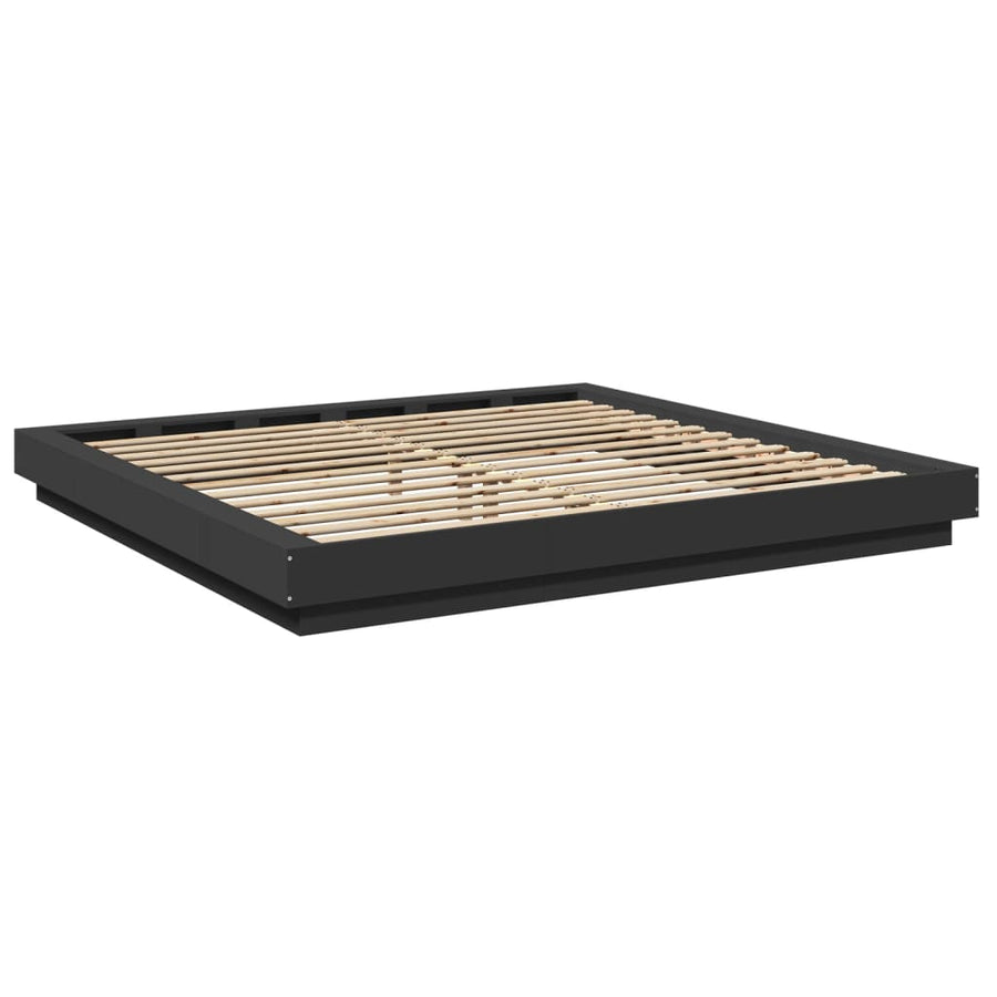 Bedframe met LED-verlichting bewerkt hout zwart 180x200 cm