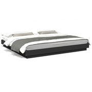 Bedframe 180x200 cm bewerkt hout zwart met LED