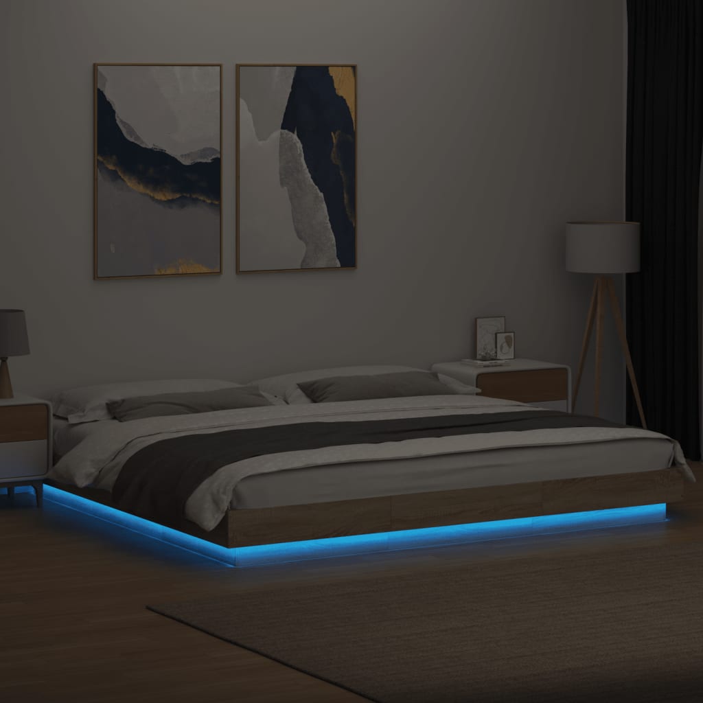 Bedframe met LED-verlichting sonoma eikenkleurig 180x200 cm