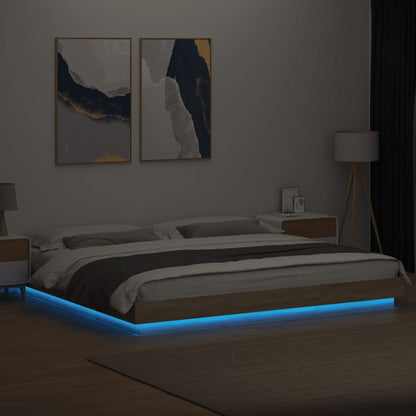 Bedframe met LED-verlichting sonoma eikenkleurig 180x200 cm