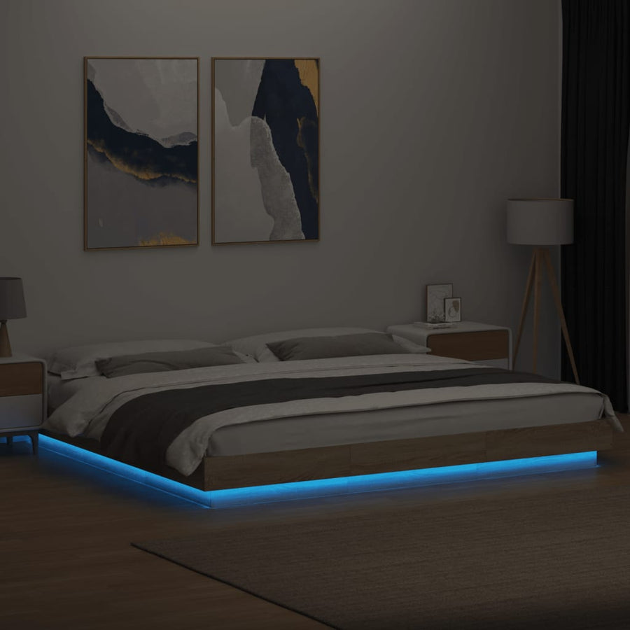 Bedframe met LED-verlichting sonoma eikenkleurig 180x200 cm