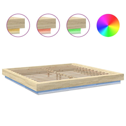 Bedframe met LED-verlichting sonoma eikenkleurig 180x200 cm