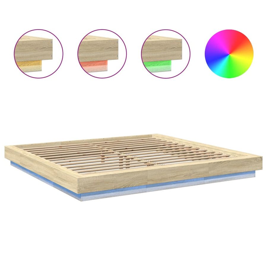 Bedframe met LED-verlichting sonoma eikenkleurig 180x200 cm