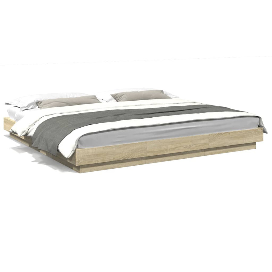Bedframe met LED-verlichting sonoma eikenkleurig 180x200 cm