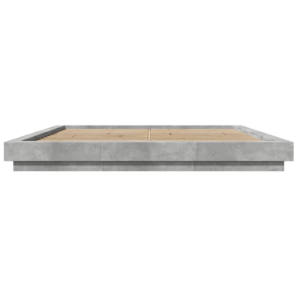Bedframe met LED-verlichting bewerkt hout betongrijs 180x200 cm