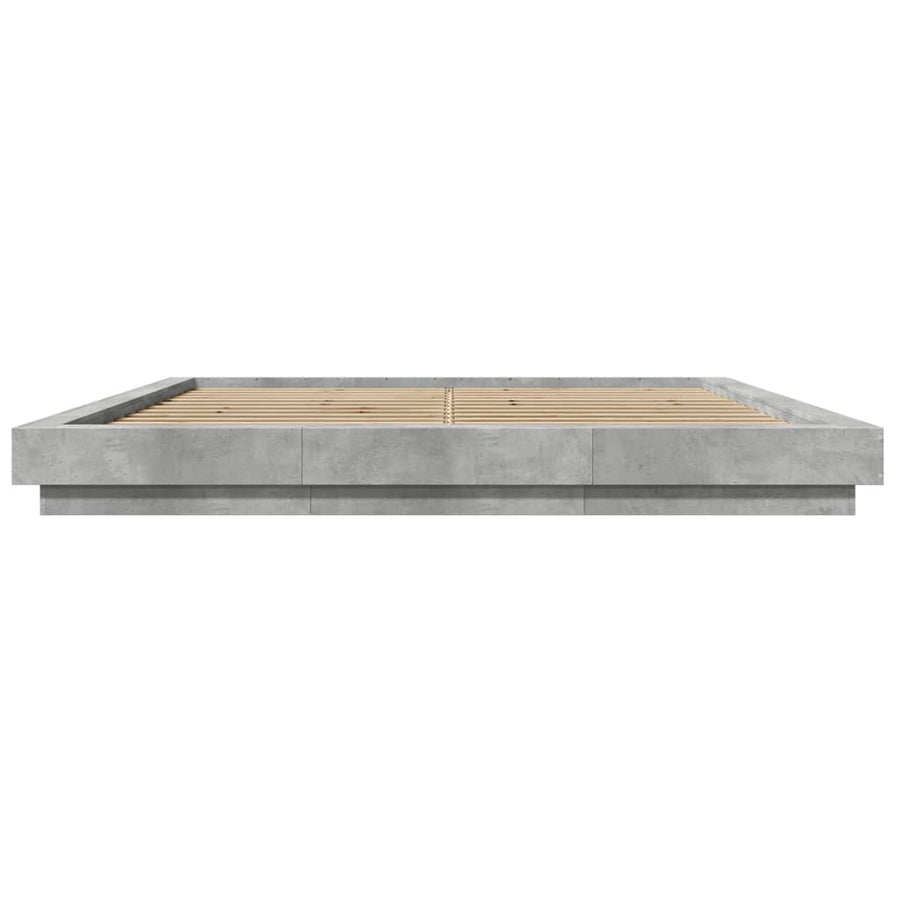 Bedframe met LED-verlichting bewerkt hout betongrijs 180x200 cm