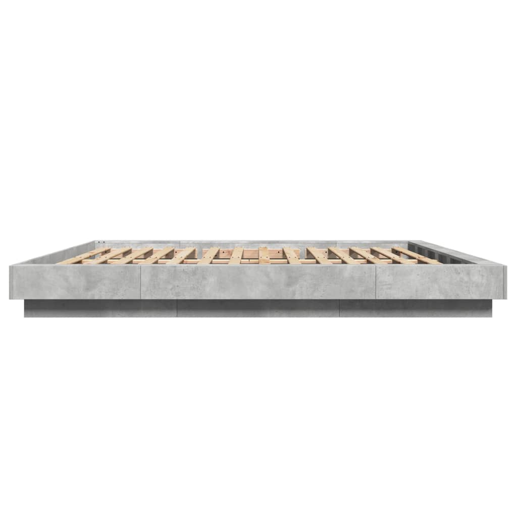 Bedframe met LED-verlichting bewerkt hout betongrijs 180x200 cm