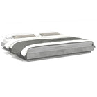 Bed frame with LED lighting engineered wood concrete gray 180x200 cm