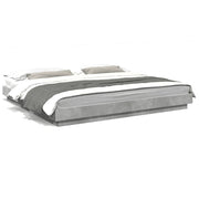 Bedframe 180x200 cm bewerkt hout betongrijs met LED