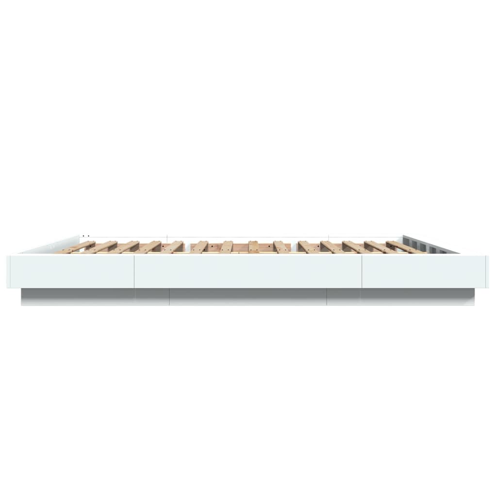 Bedframe met LED-verlichting bewerkt hout wit 160x200 cm
