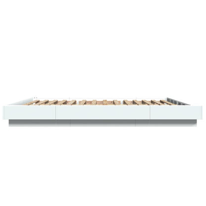 Bedframe met LED-verlichting bewerkt hout wit 160x200 cm