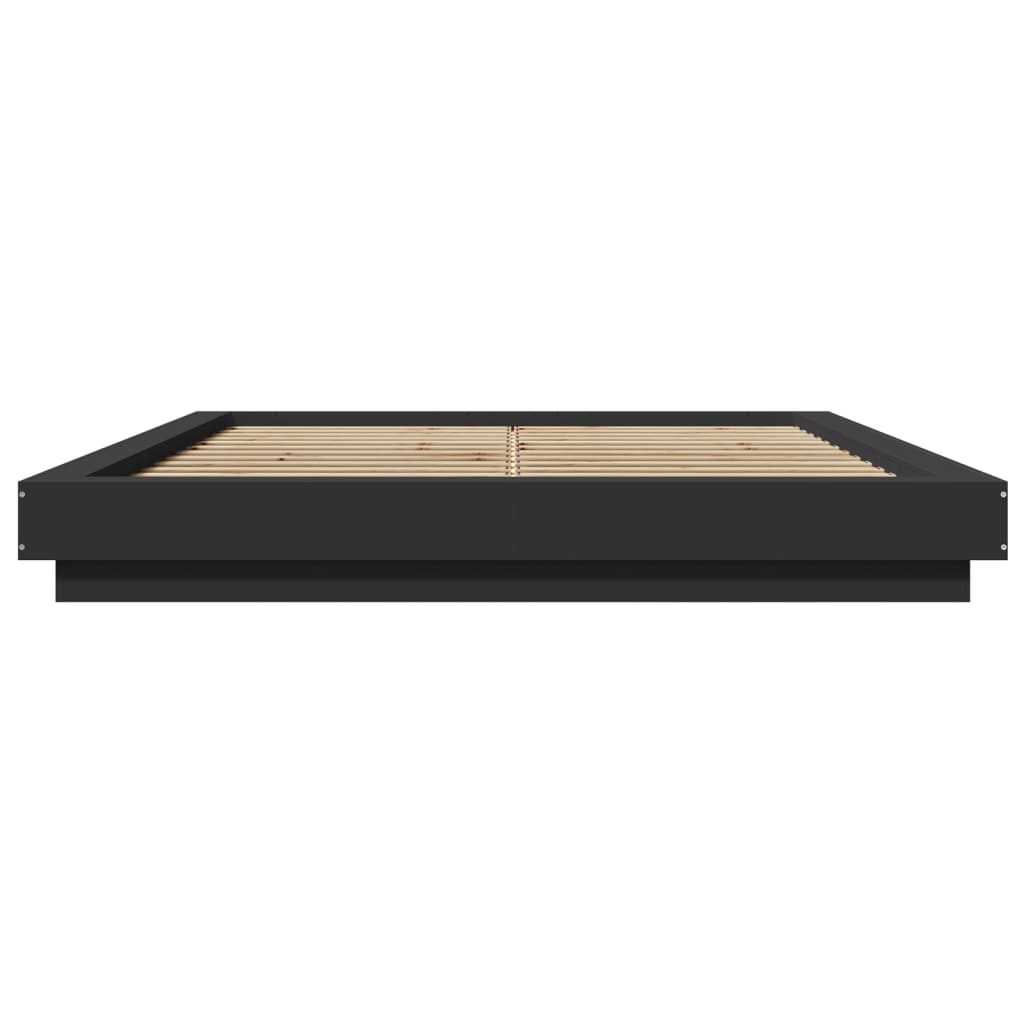 Bedframe met LED-verlichting bewerkt hout zwart 160x200 cm
