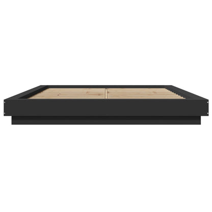 Bedframe met LED-verlichting bewerkt hout zwart 160x200 cm