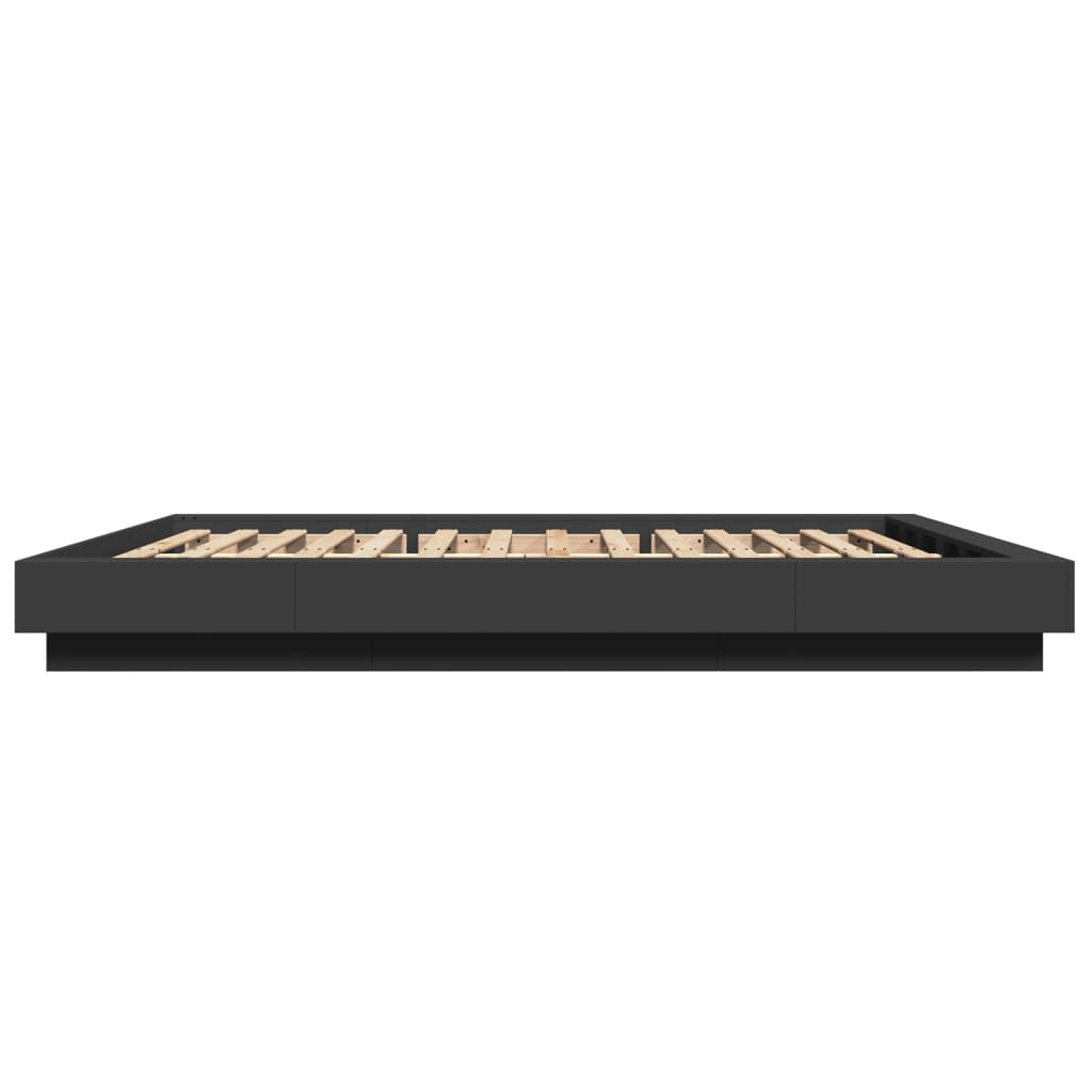 Bedframe met LED-verlichting bewerkt hout zwart 160x200 cm