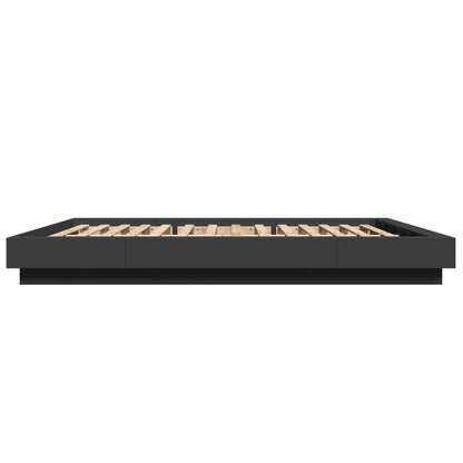 Bedframe met LED-verlichting bewerkt hout zwart 160x200 cm