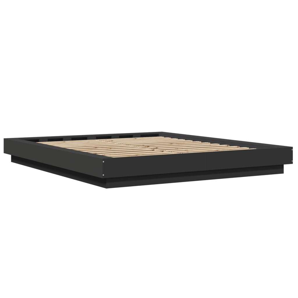 Bedframe met LED-verlichting bewerkt hout zwart 160x200 cm