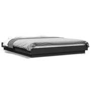 Bedframe 160x200 cm bewerkt hout zwart met LED