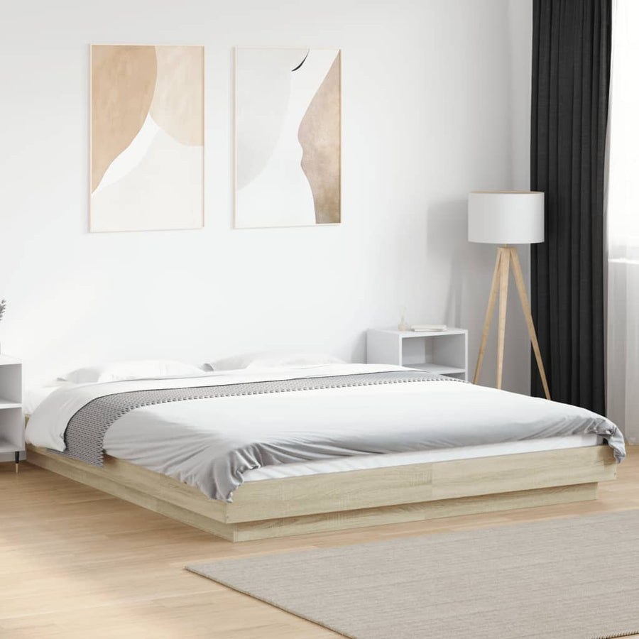 Bedframe met LED-verlichting sonoma eikenkleurig 160x200 cm