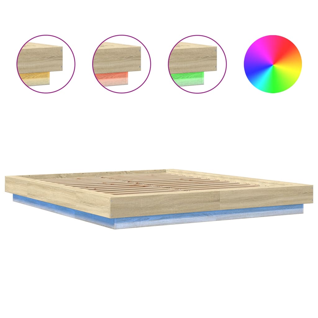 Bedframe met LED-verlichting sonoma eikenkleurig 160x200 cm