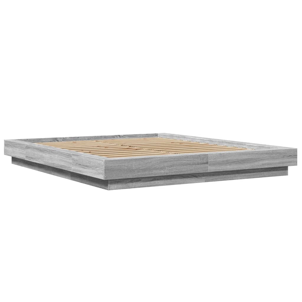 Bedframe met LED-verlichting grijs sonoma eiken 160x200 cm