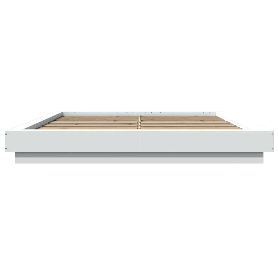 Bedframe met LED-verlichting bewerkt hout wit 150x200 cm