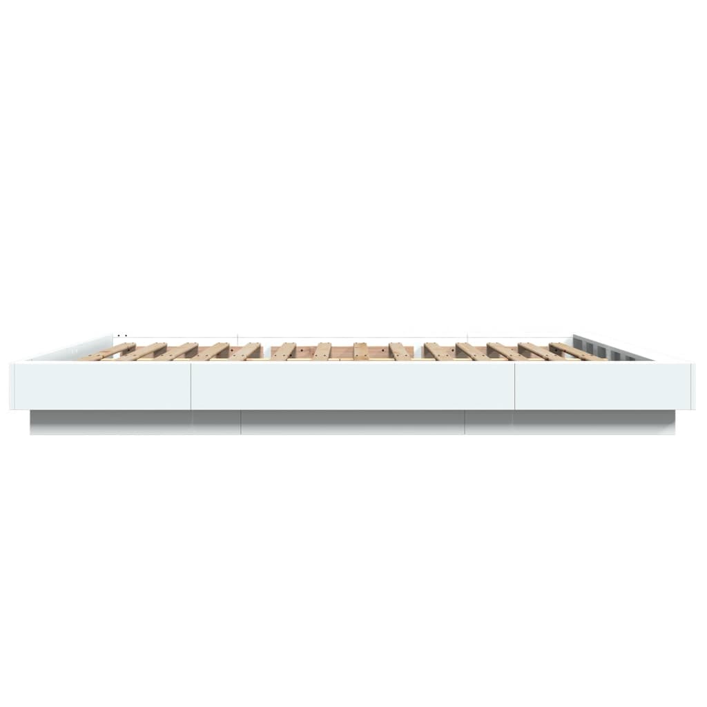 Bedframe met LED-verlichting bewerkt hout wit 150x200 cm